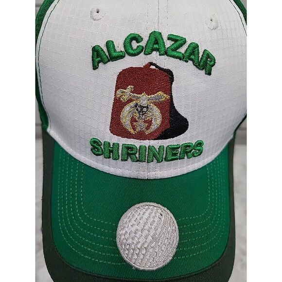 Alcazar Shriners Mens Hat Cap Adjustable Strapback White Green - Picture 3 of 7